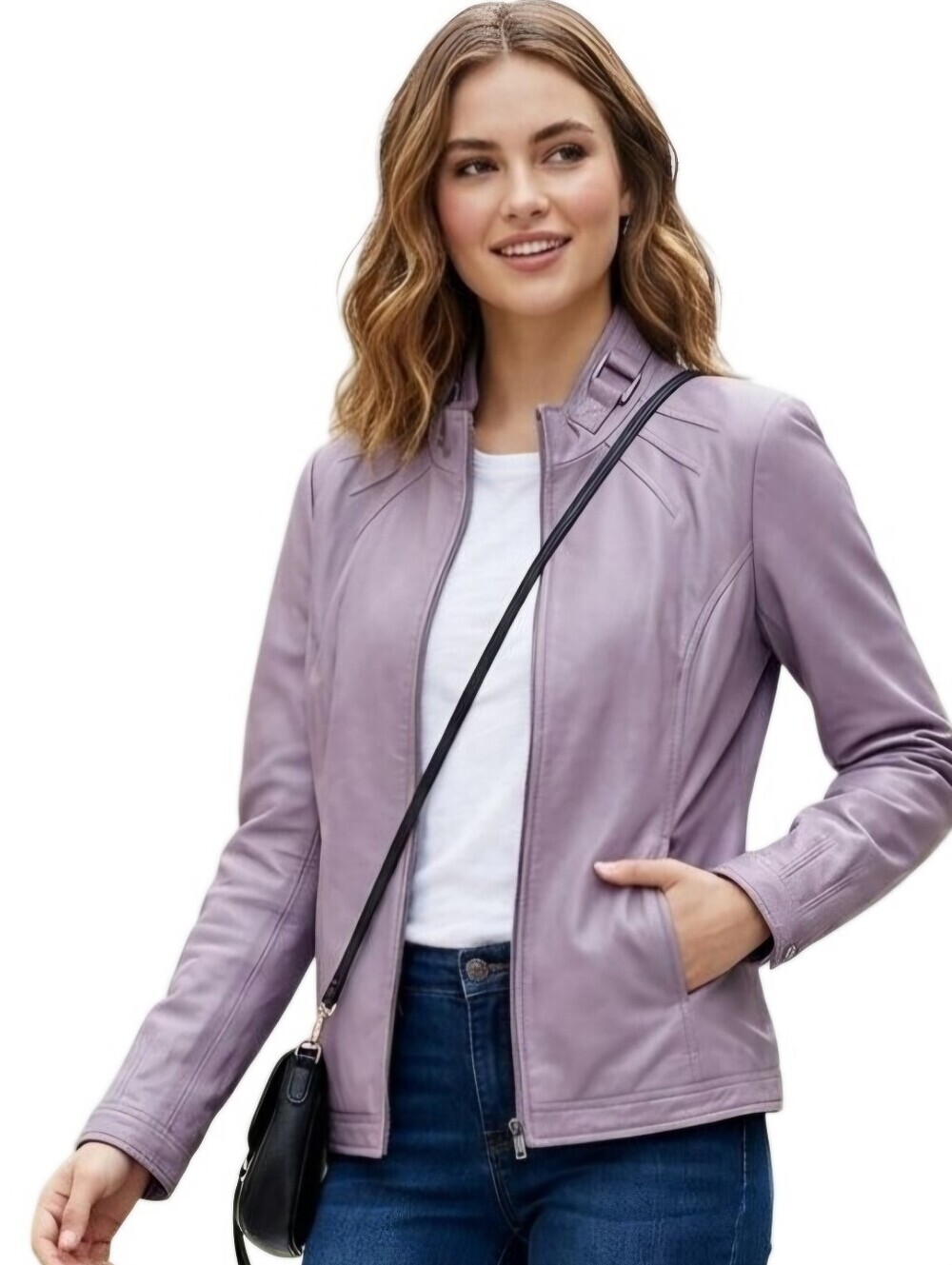 Bradley By Bradley Bayou Lavender Genuine Leather Jacket Size L